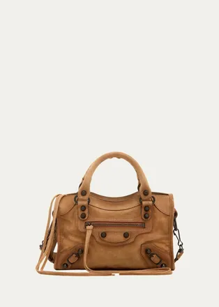 Balenciaga Le City Mini Waxed Suede Tote Bag