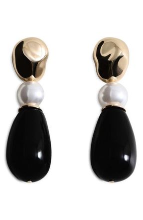 Mango Faux Pearl Drop Earrings in Gold at Nordstrom