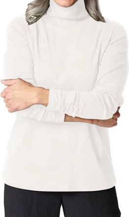 Habitat Cozy Ribbed Ruched Turtleneck Sweater In Winter White