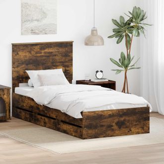 vidaXL Estructura De Cama Roble Ahumado 75 X 190 Cm Madera Ingenieril Vidaxl
