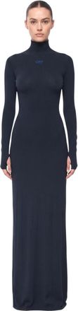 Off-white Blue Logo Turtle Neck Maxi Dress
