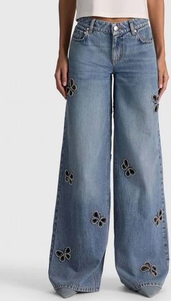 Alice & Olivia Amazing Embellished Cutout Jean In Fiona Vintage Blue