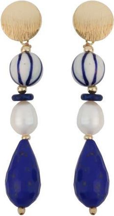 Panacea Freshwater Pearl & Stone Beaded Drop Earrings in Blue at Nordstrom Rack
