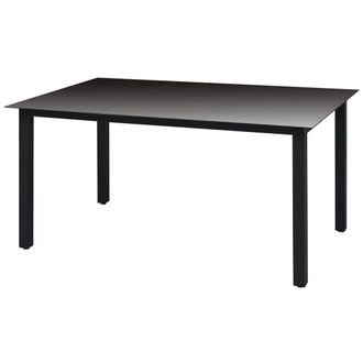 Berkfield Home Garden Table Black 150x90x74 cm Aluminium & Glass | Size: 150 x 90 x 74 cm