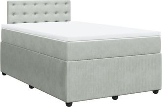 vidaXL Vidaxl - Cama Box Spring Con Colch&oacute;n Terciopelo Gris Claro 120x200 Cm
