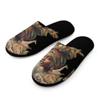 Generic African Woman Foods Animals Mens House Slippers Slip Indoor Slipper On Shoes Warm Outdoor