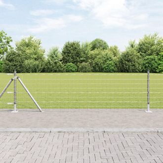 Berkfield Home Euro Fence with 13 Flanged Posts 0.4x25 m Galvanised Steel in Grey