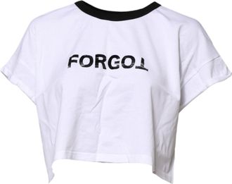 Dolce & Gabbana Womens White Cotton Crew Neck Cropped Top T-Shirt