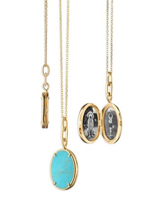 Monica Rich Kosann 18K yellow gold Elle turquoise stone locket necklace - women - 18kt Yellow Gold/Turquoise - One Size