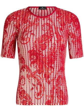 Etro paisley-print ribbed top - Red