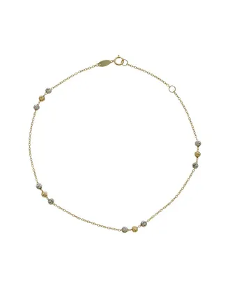 Italian Gold, Inc 10K Triple Bead Station Adjustable Anklet