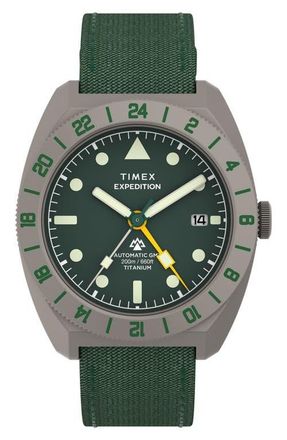 Timex Expedition Pioneer Titanium GMT Automatic Webbing Strap Watch, 41mm at Nordstrom