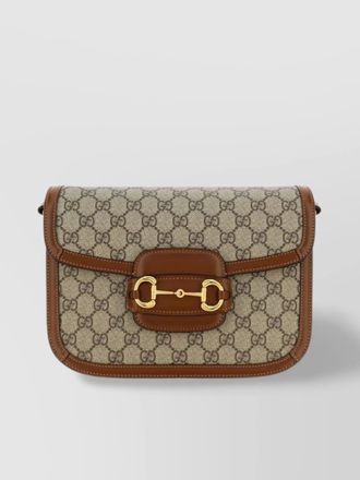 Gucci horsebit calfskin shoulder bag with gold-tone hardware