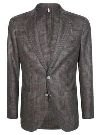 Santaniello Tailored Glen Check Blazer in Soft Touch Cashmere