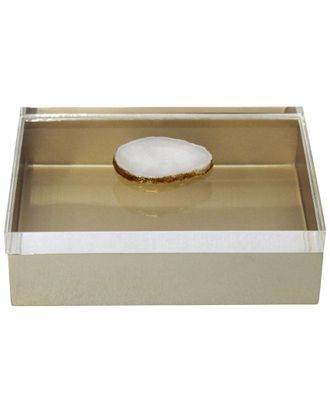 Sagebrook Home 7X5 Metal Lidded Box With Agate Knob