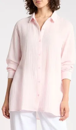 Eileen Fisher Classic Collar Button-Up Shirt in Crystal Pink at Nordstrom Rack, Size Xx-Small