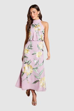 Coast Floral Embroidery Midi Dress in Lilac at Nordstrom, Size 12