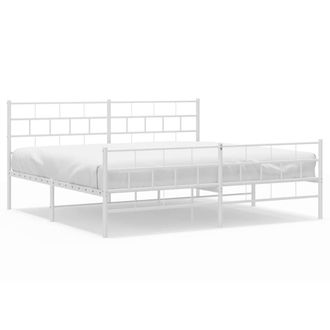 Berkfield Home Metal Bed Frame with Headboard & Footboard White 200x200 cm