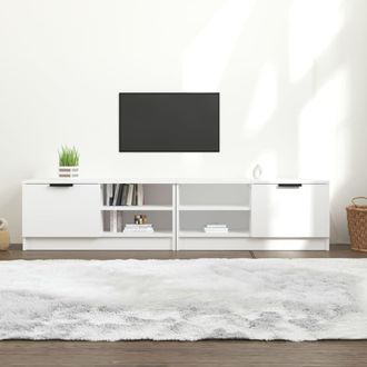 vidaXL Vidaxl - Mueble Para Tv 2 Pzas Madera Contrachapada Blanco 80x35x36,5 Cm