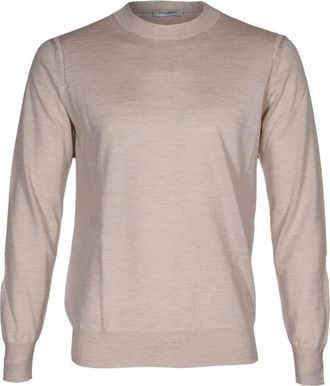 Paolo Pecora Round-neck Knitwear, male, Beige, 2XL, Round-neck Knitwear