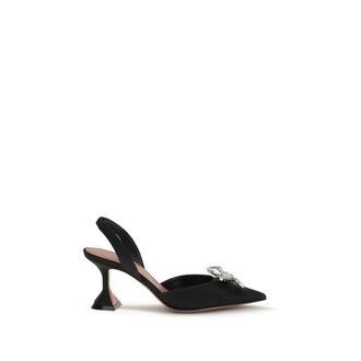 Amina Muaddi Black Silk High Heel Womens Pumps