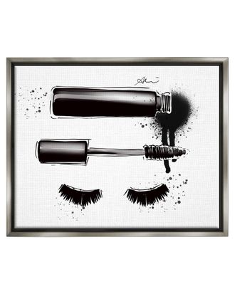 Stupell Industries Glam Mascara Lashes Makeup Framed Floater Canvas Wall Art By Alison Petrie