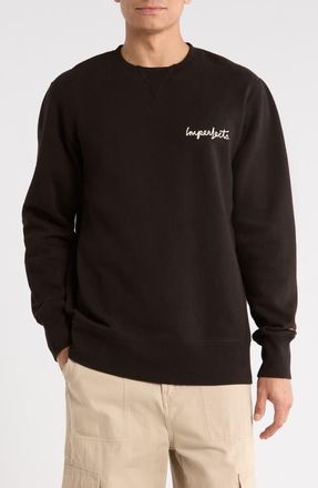 Imperfects Signature Crewneck Cotton Blend Fleece Sweatshirt in Obsidian at Nordstrom, Size Xx-Large