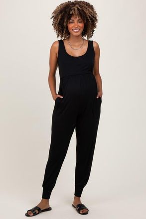 Pinkblush Scoop Neck Sleeveless Jogger Jumpsuit in Black at Nordstrom, Size X-Large