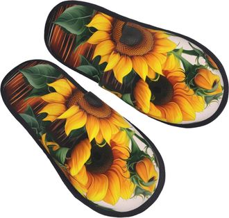 Generic Sunflower And Rose Women Men Sliders Lightweight Slippers Warm Shoes For Indoor Outdoor Winter M