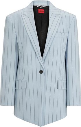 HUGO BOSS Elastische Longline Blazer met Pinstripes - Dames - Business blazers - Blauw - XS - Kostuums