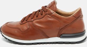Tod's Tods Brown Leather Lace Up Low Top Sneakers
