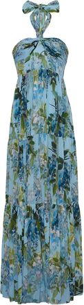 Cara Cara Piana gelaagde maxi-jurk met halternek - Blauw