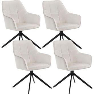 Woltu Set di 4 sedie da pranzo con Gambe in Metallo.Schienale e Seduta Girevole.in Velluto Crema - Woltu