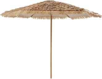 Maisons du monde Sombrilla de metal imitaci&oacute;n a madera con flecos de color natural