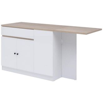 Vente-Unique Vente-unique - Isola centrale da cucina con vani portaoggetti in mdf Bianco e Naturale - helomy