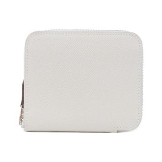 Herm&egrave;s Ruby White Epsom Leather Silk Wallet (Bi-Fold) (Pre-Owned)