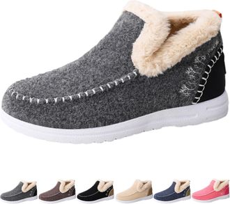 Generic Cozy Orthopedic Fleece Slip-On Boots for Women & Men, Warm Plush Lined Non-slip Casual Shoes, Lightweight Warm Boots (Gray,10.5)