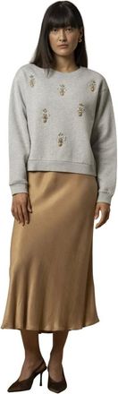 Kocca Hoodies & sweatvesten, Dames, Grijs, L, Sweatshirt met juwelen en lange mouwen