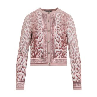 Roberto Cavalli Jaguar Print Cardigan - female - Roberto Cavalli - Round-neck Knitwear - Multicolor - XS - Knitwear