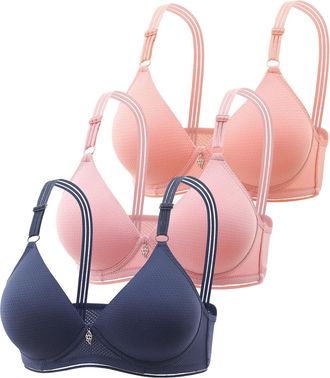 Generic Wireless Bras with Support and Lift 3 Pack Comfort Push Up T Shirt Bra for Everyday Breathable Fashion Deep Cup Bralette Vest Seamless Bras for Women 