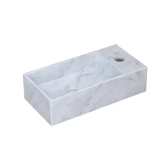 Bernacchini Versus Fontein - 36x18x9cm - wasbak links - 1 kraangat - marmer mat wit