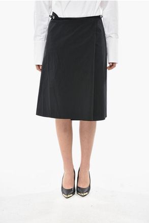 Givenchy Mixed Cotton Wrap Midi Skirt With Belt size 40