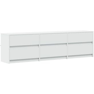 vidaXL Mueble De Tv Con Led Madera De Ingenier&iacute;a Blanco 180x34x50 Cm Vidaxl