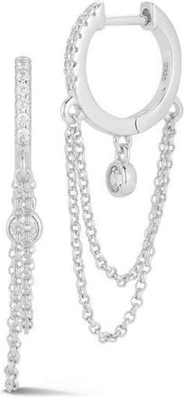 Glaze Jewelry Cubic Zirconia Chain Drop Huggie Hoop Earrings in Silver at Nordstrom Rack