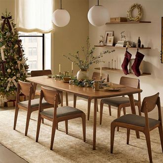 Castlery Walnut Wooden Dining Table, Extended | Vincent by Castlery, Brown