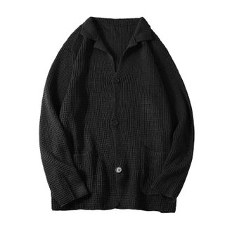 Generic Mens Chunky Knit Cardigan Mens Lightweight Cardigan Sweater Long Sleeve Ribbed Knit Coat with Front Pockets Slim Fit Cable Knit Button Up Cotton Sweat