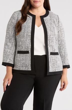Kasper Framed Patch Pocket Jacket in Black Multi at Nordstrom, Size 18W