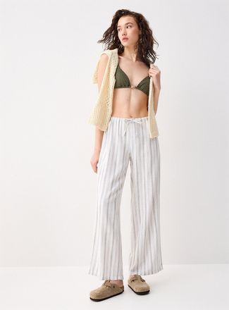 Twik Womens Wide-leg linen blend print pant