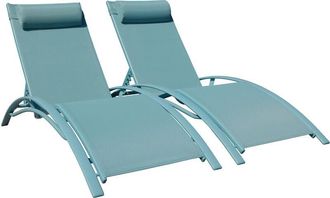 Happy Garden Happy Garden - Set di 2 sedie a sdraio galapagos in textilene azzurro - alluminio azzurro
