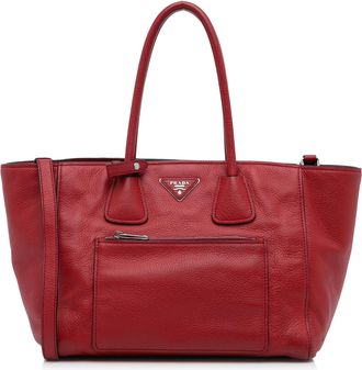 Prada Vintage Prada Vitello Daino Pocket Satchel Red